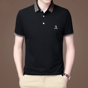 New Short Sleeve T-Shirt For Men Loose Summer Business Plain Mercerized Cotton Lapel Polo Shirt Half Sleeve Father