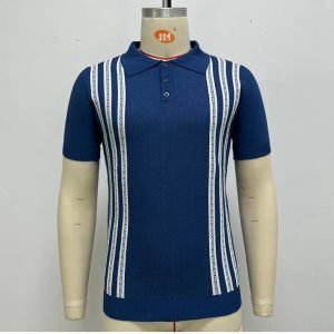 Short-sleeved Sweater Striped Casual Polo Shirt For Men