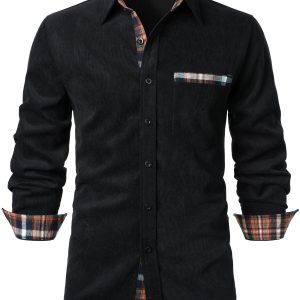 Men's Corduroy Red Plaid Plaid Casual Long Sleeve