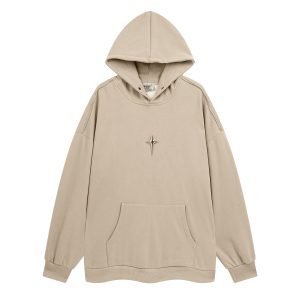 Autumn And Winter Metal Design Four Awn Star Plus Velvet Thickened Hooded Sweatshirt