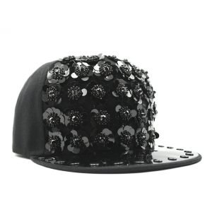 Men's Hip Hop Peaked Flower Sequins Flat-brimmed Baseball Cap