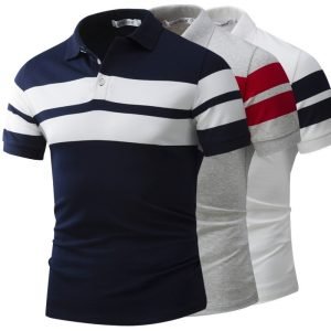 Men's Slim-fit Striped Short Sleeves T-shirt European And American Leisure Polo Shirt Foreign Trade Men Short T-shirt